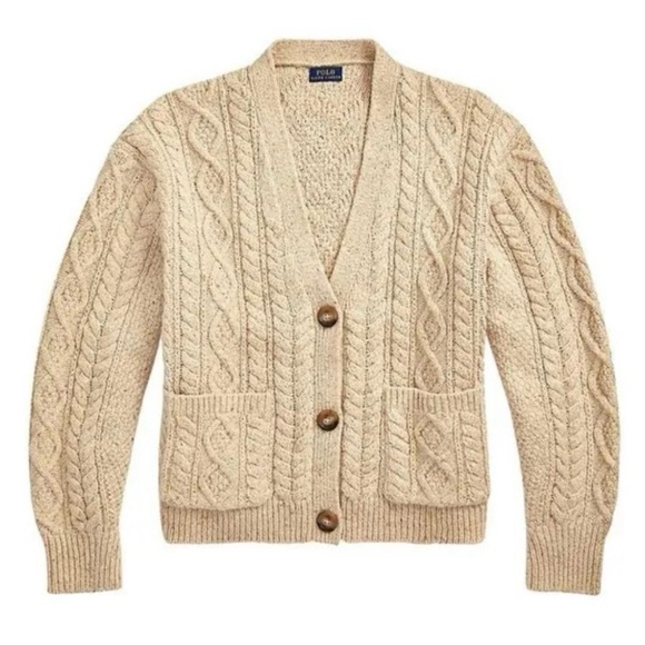 Polo Ralph Lauren Cable Knit Boyfriend Cardigan - Size Medium NWOT - Picture 2 of 10